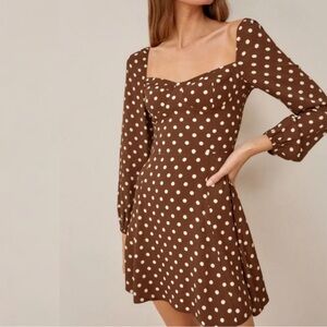 NEW reformation mochi brown long sleeve mini dress!